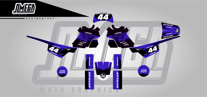yamaha pw 50 blue boss sticker kit flat lay