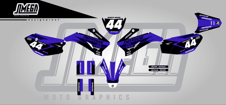 yamaha ttr 110 blue boss sticker kit flat lay
