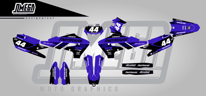 yamaha wr250f blue boss sticker kit flat lay