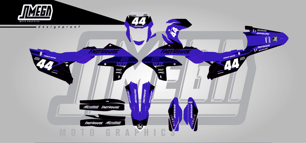 yamaha wr250f blue boss sticker kit flat lay