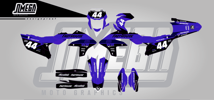 yamaha wr250f blue boss sticker kit flat lay