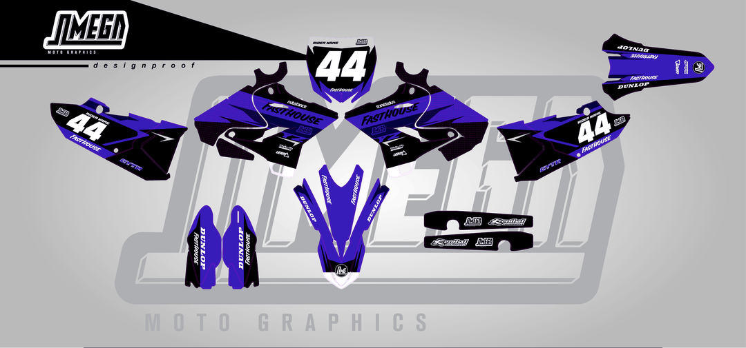yamaha yz125x blue boss sticker kit flat lay