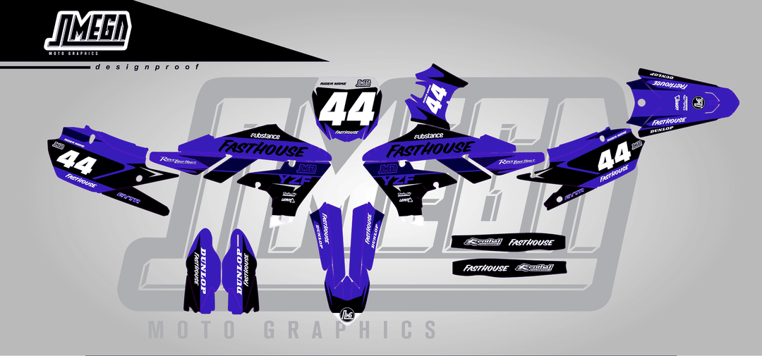 yamaha yz250f blue boss sticker kit flat lay
