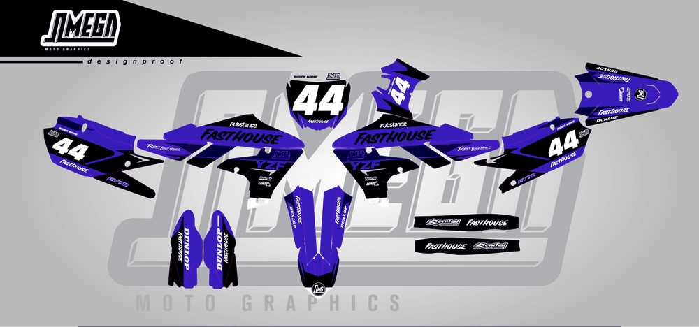 yamaha yz450f blue boss sticker kit flat lay