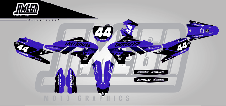 yamaha yz450f blue boss sticker kit flat lay