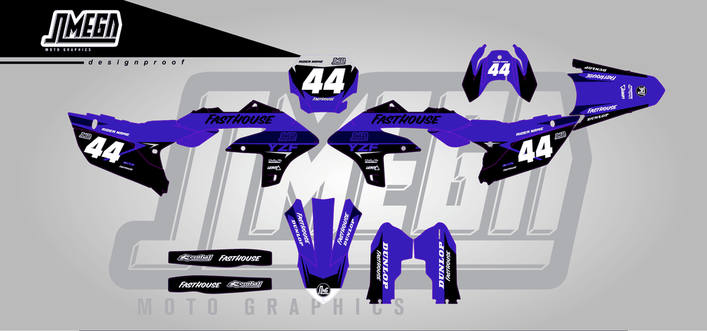 yamaha yz450f blue boss sticker kit flat lay