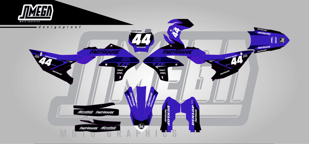 yamaha yz450f blue boss sticker kit flat lay
