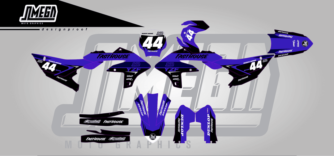yamaha yz450f blue boss sticker kit flat lay