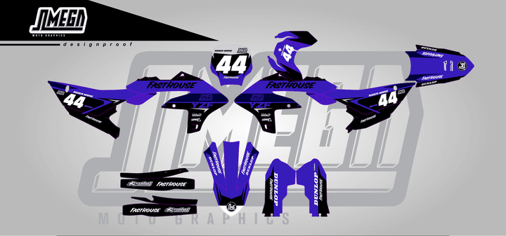 yamaha yz450f blue boss sticker kit flat lay