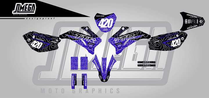 yamaha ttr 110 blue chungus sticker kit flat lay