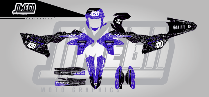 yamaha wr250f blue chungus sticker kit flat lay