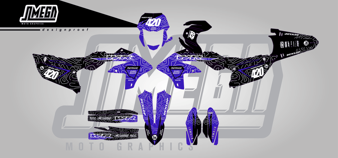 yamaha wr450f blue chungus sticker kit flat lay