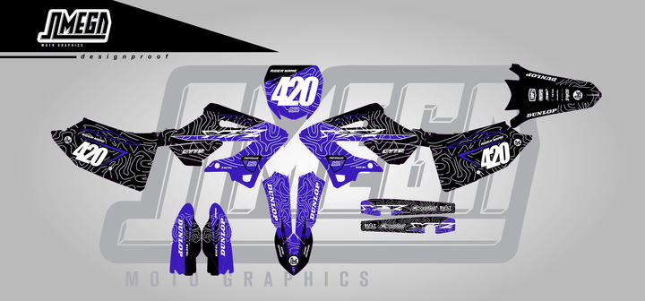 yamaha yz 125 blue chungus sticker kit flat lay