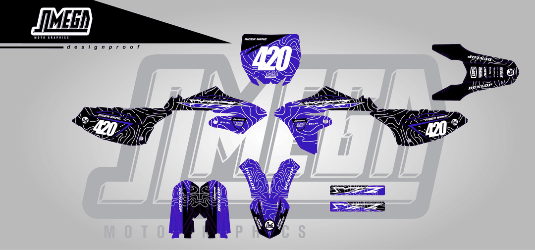 yamaha yz 65 blue chungus sticker kit flat lay