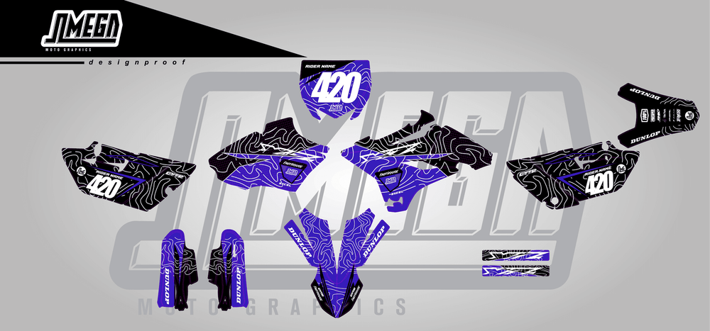 yamaha yz 85 blue chungus sticker kit flat lay