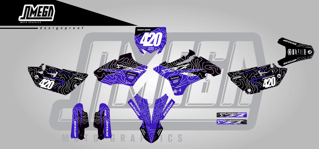 yamaha yz 85 blue chungus sticker kit flat lay