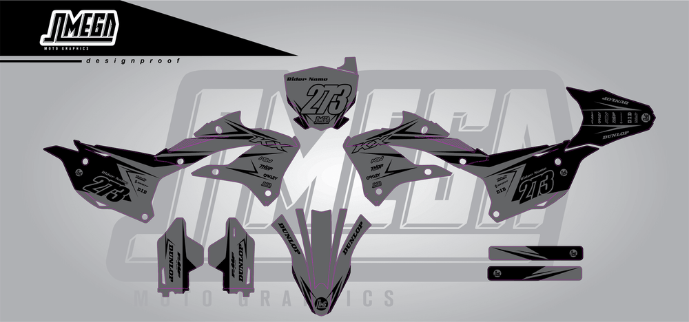 kawasaki kx 85 clean grey sticker kit flat lay