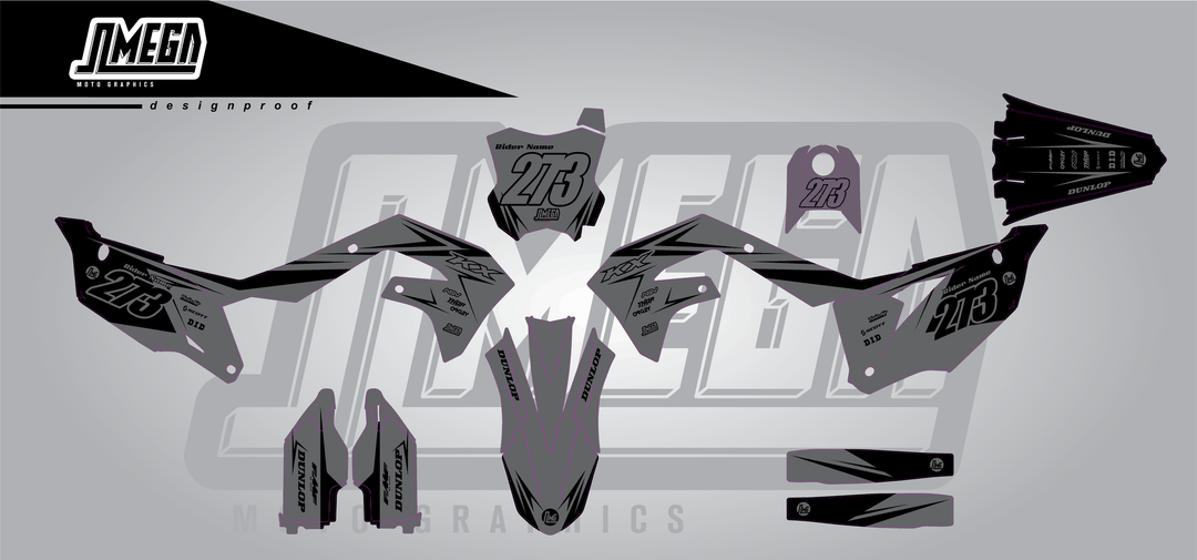 kawasaki kxf 450 clean grey sticker kit flat lay