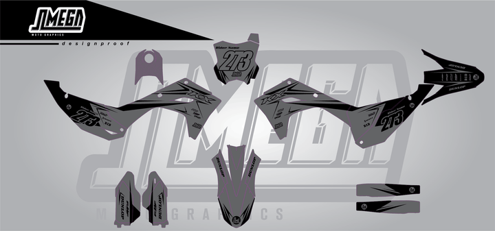 kawasaki kxf 450 clean grey sticker kit flat lay
