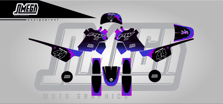 yamaha pw 50 50th v2 sticker kit flat lay