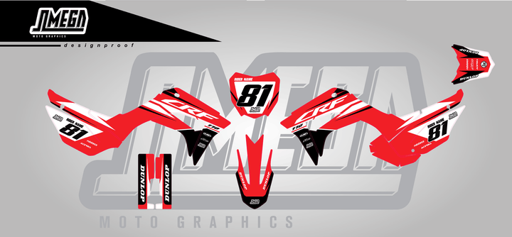 honda crf 110f factory red sticker kit flat lay