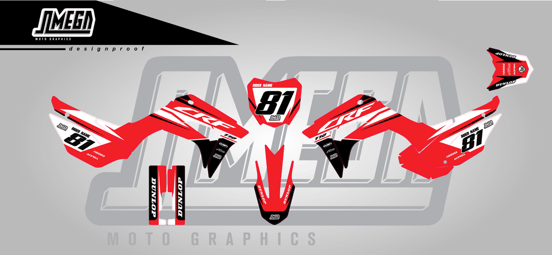 honda crf 110f factory red sticker kit flat lay