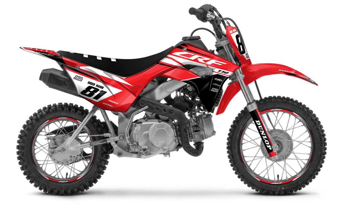 honda crf 110f factory red graphics kit