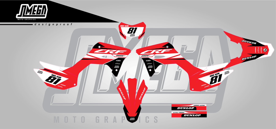 honda crf 250f factory red sticker kit flat lay