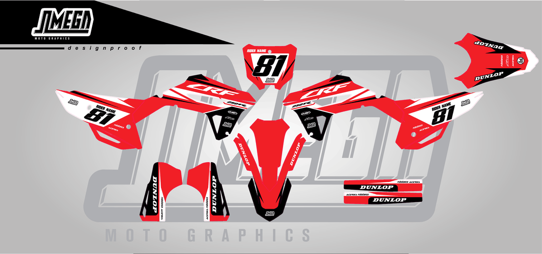 honda crf 250r factory red sticker kit flat lay