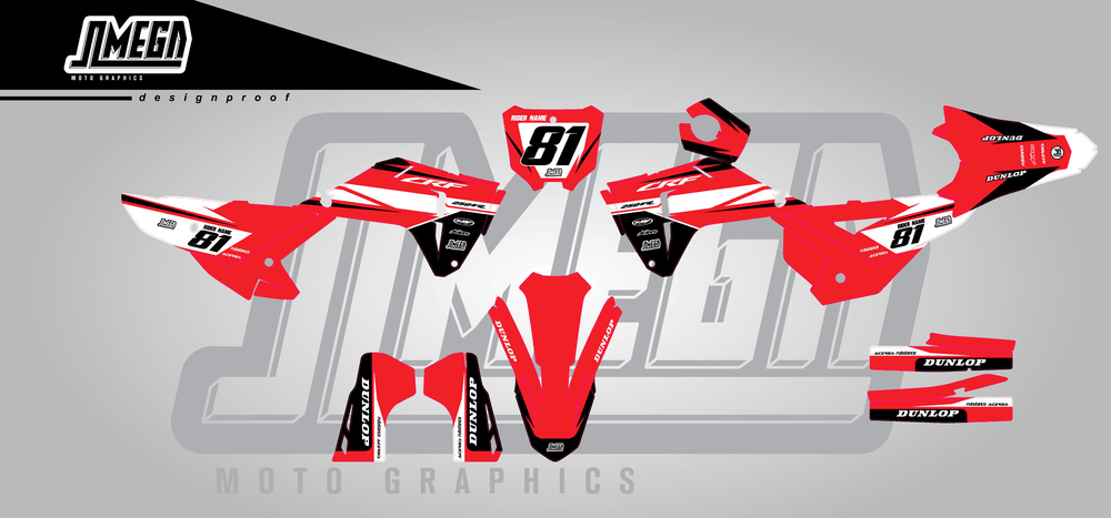 honda crf 250r factory red sticker kit flat lay
