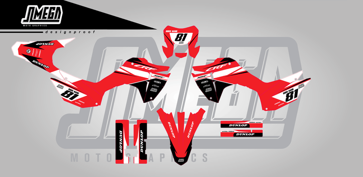 honda crf 300f factory red sticker kit flat lay