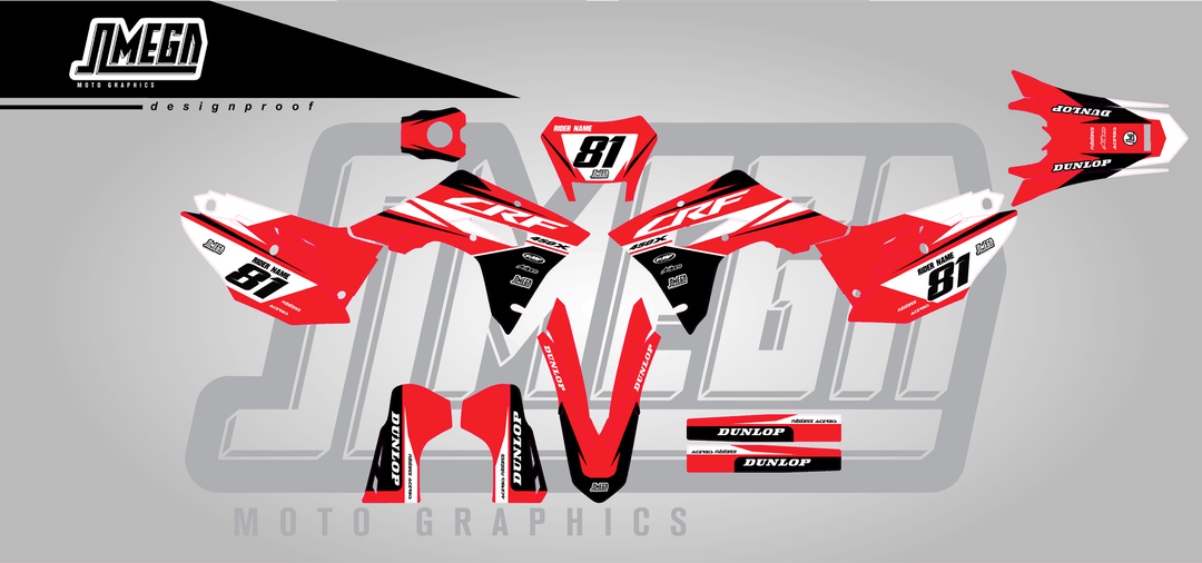 honda crf 450x factory red sticker kit flat lay