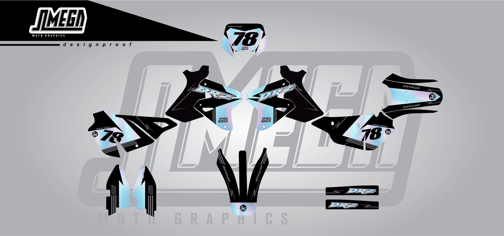 suzuki drz 400s holographic textures sticker kit flat lay