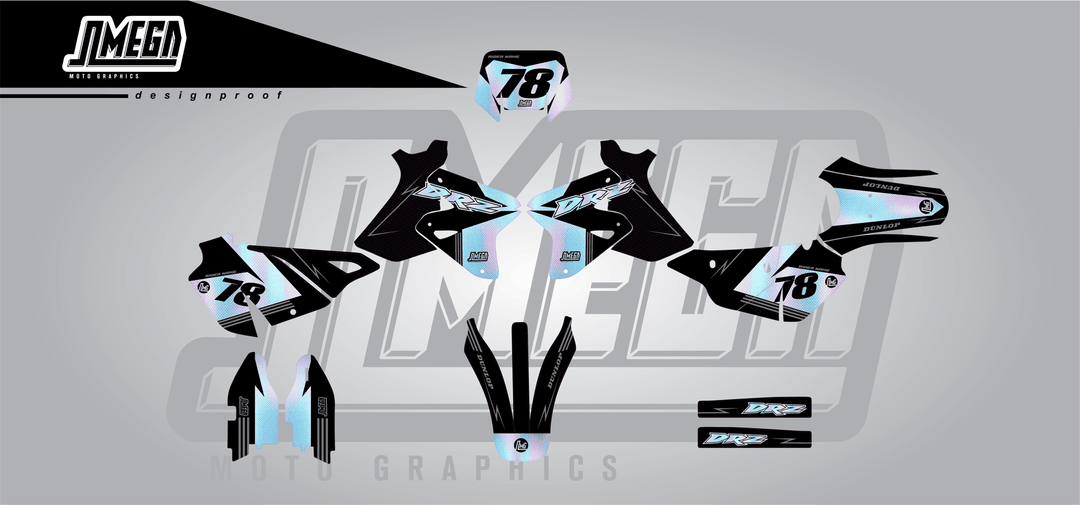 suzuki drz 400s holographic textures sticker kit flat lay