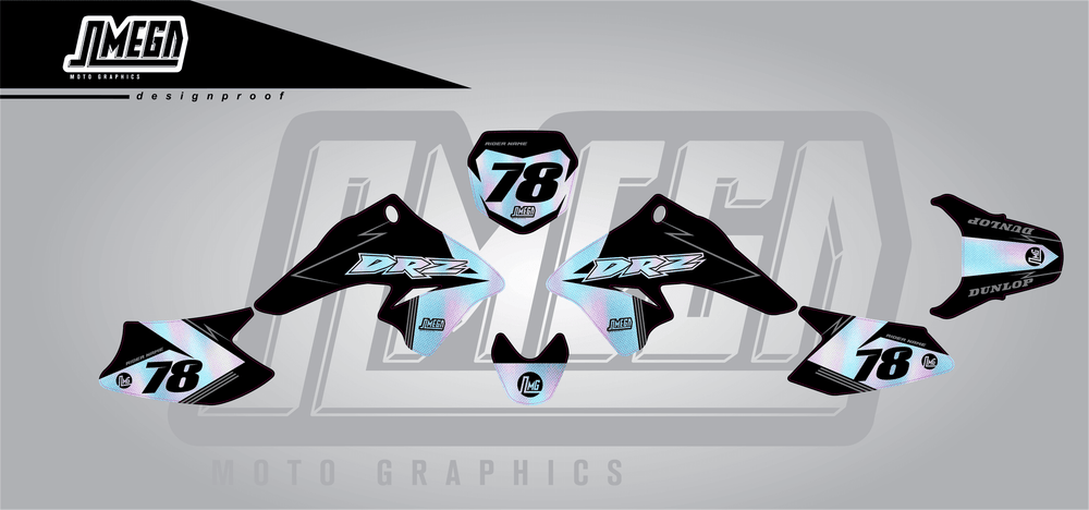 suzuki drz 70 holographic textures sticker kit flat lay
