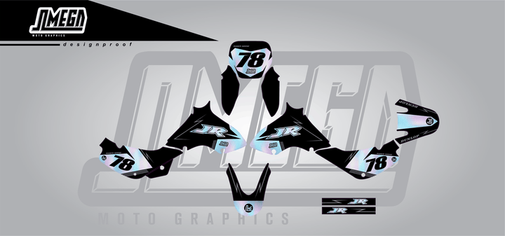 suzuki jr 80 holographic textures sticker kit flat lay