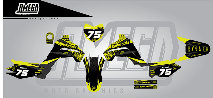 kawasaki klx 140 kool aid green sticker kit flat lay