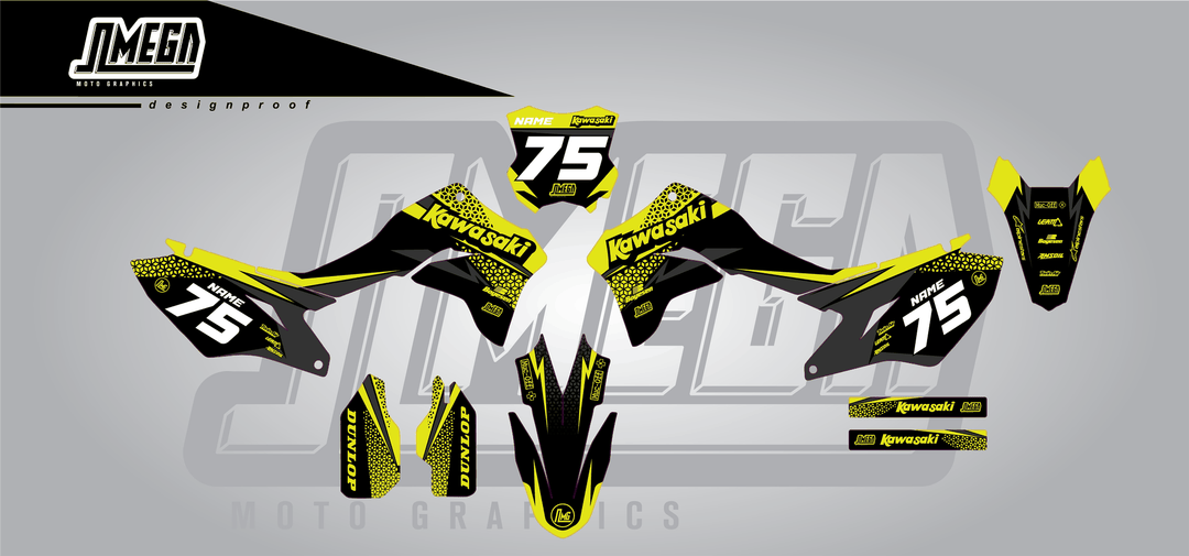 kawasaki klx 300r kool aid green sticker kit flat lay
