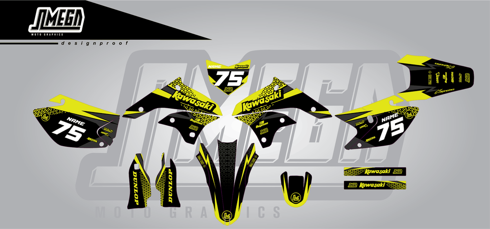 kawasaki klx 450 kool aid green sticker kit flat lay