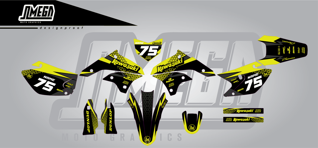 kawasaki klx 450 kool aid green sticker kit flat lay