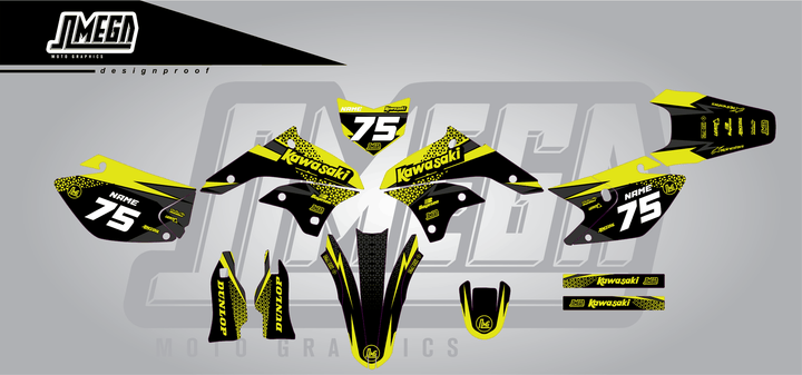 kawasaki klx 450 kool aid green sticker kit flat lay