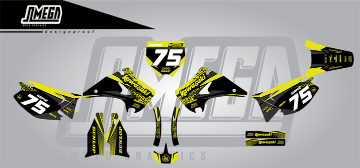 kawasaki kx 250 kool aid green sticker kit flat lay