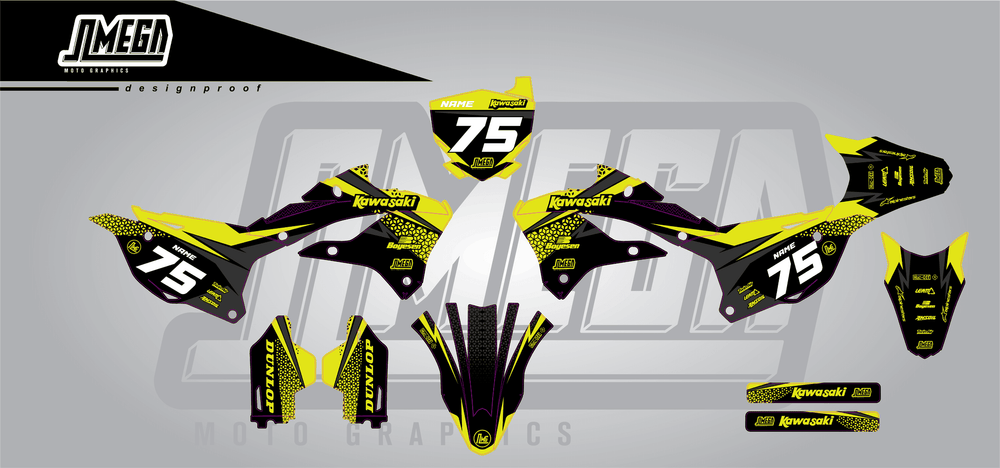 kawasaki kx 85 kool aid green sticker kit flat lay