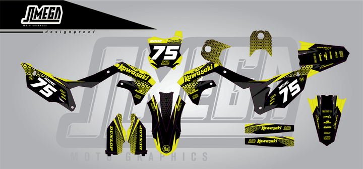 kawasaki kxf 250 kool aid green sticker kit flat lay