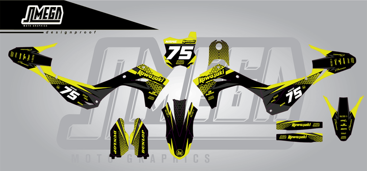 kawasaki kxf 450 kool aid green sticker kit flat lay