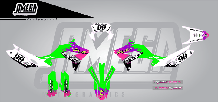 kawasaki klx 230 kx slasher sticker kit flat lay