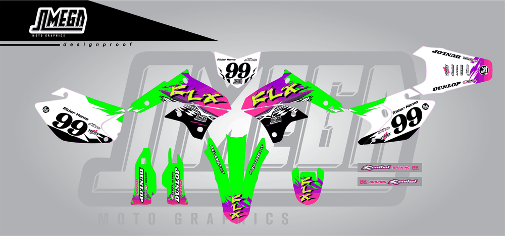 kawasaki klx 450 kx slasher sticker kit flat lay