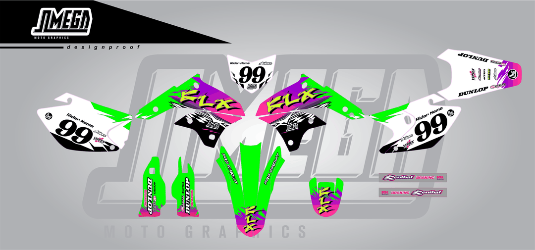 kawasaki klx 450 kx slasher sticker kit flat lay