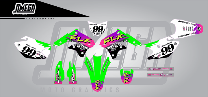 kawasaki klx 450 kx slasher sticker kit flat lay
