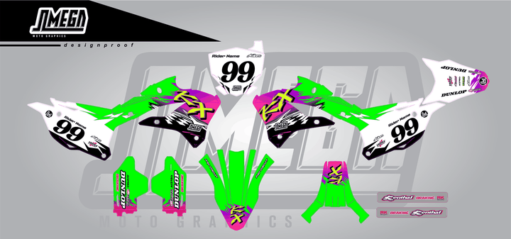 kawasaki kx 112 kx slasher sticker kit flat lay